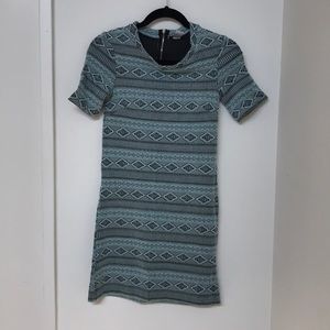 Geo print boho fitted knit dress